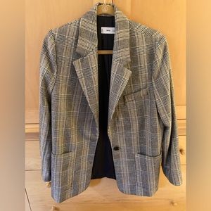 Mango Check Wool Blazer
